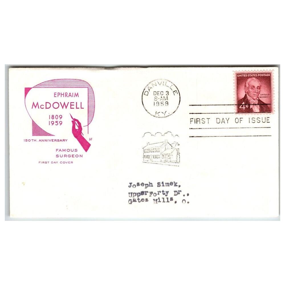 Scott #1138 1959 Ephraim McDowell 4c Surgeon First Day Cover FDC